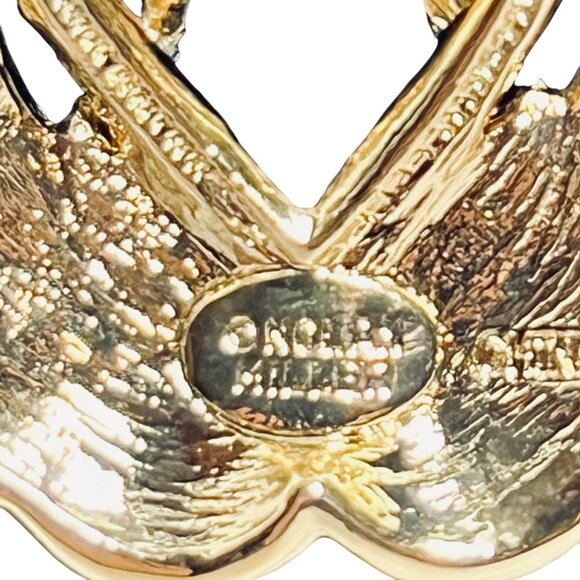 Nolan Miller Gold Tone Necklace With Double Swan Crystal Pendant (6004-1-2) - Picture 4 of 9